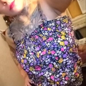 6 Degrees floral cinch waist spaghetti strap top